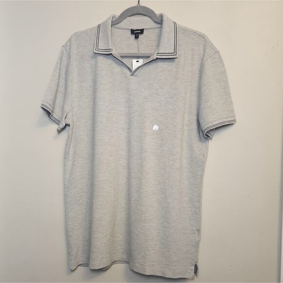 Express Men's Gray NWT Short Sleeve Pull Over Collar Shirt Medium - Picture 10 of 10
